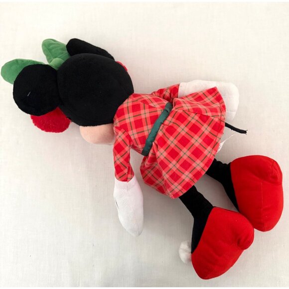 Disney Minnie Mouse Holiday Plush 20 Inch Red Plaid Dress Green Bow 2020 Edition - Picture 3 of 14